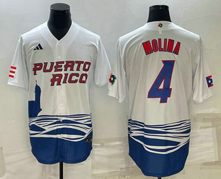 Mens Puerto Rico Baseball #4 Carlos Correa 2023 White World Baseball Classic Stitched Jerseys